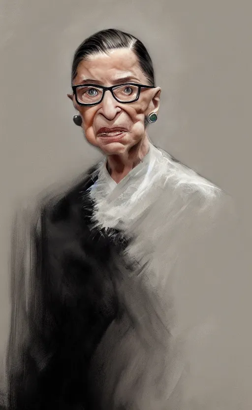 Prompt: ruth bader ginsburg wearing rick owens by zhaoming wu, nick alm