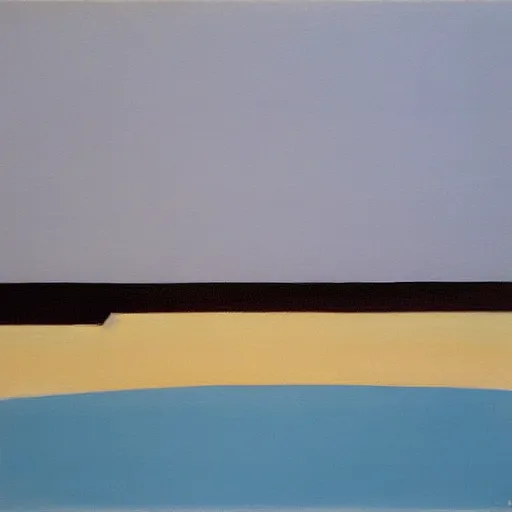 Prompt: a painting of a beach with a blue sky in the background, an abstract painting by sean scully, behance, precisionism, matte drawing, oil on canvas, painterly
