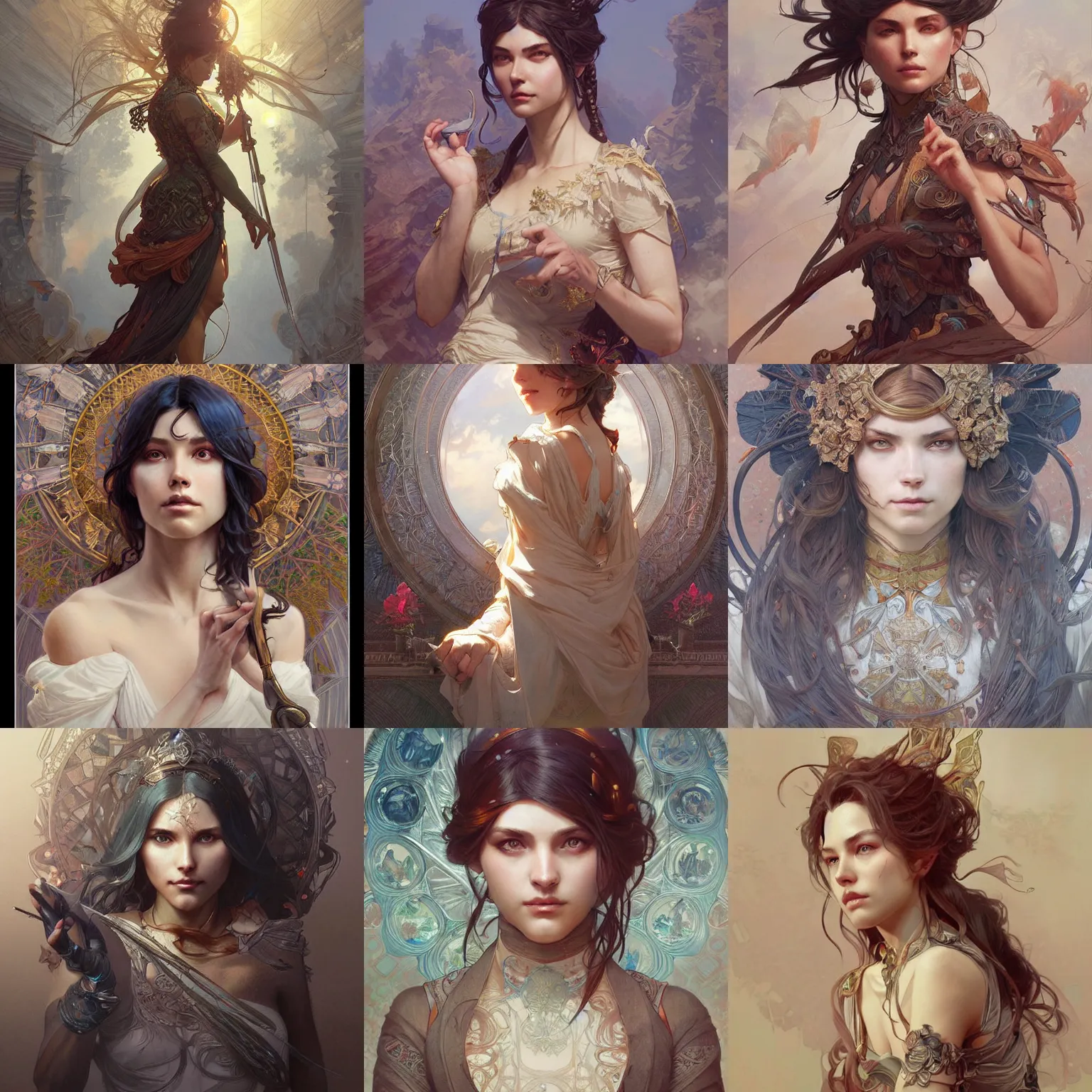 Prompt: Artwork, in the style of, artstation, beautiful detailed concept art, matte, sharp focus, highly detailed illustration, highly intricate detailed art by Artgerm and Greg Rutkowski and Alphonse Mucha
