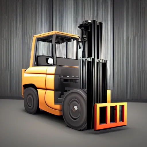 Image similar to fancy picture of a forklift in a cyper punk setting