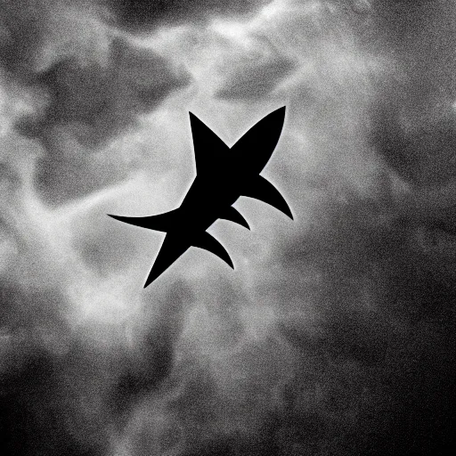 Image similar to black mutant alien shark shark in the sky, smoke, hell, darkness, ultrarrealistic, trending in arstating, sharp, detailed, intricate, cinematic, 1 6 k