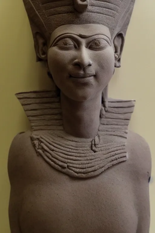 Prompt: a highly detailed beautiful portrait clay sculpture of a egyptian god with facial expression : enthusiastic sculpted by philippe faraut.