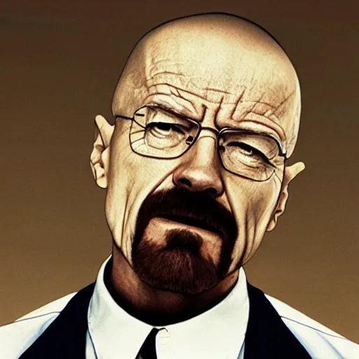 Image similar to walter white in shock with his mouth opened, crying, speechless, desert background, breaking bad