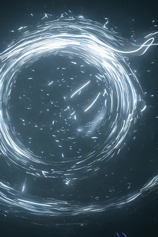 Image similar to swirling light streaks and ornate flowing light streams and smooth particle effects, unreal engine