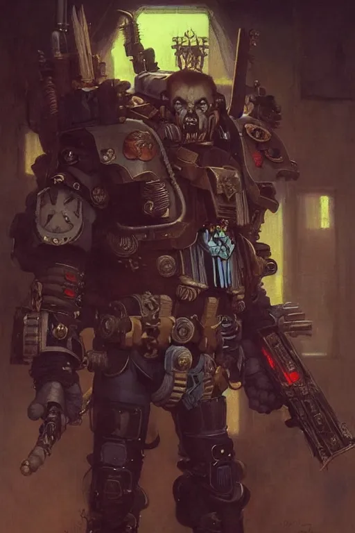 Image similar to full character portrait max mad cyberpunk warhammer 4 0 k, medic sapper not the pietra character design, painting by gaston bussiere, katsuya terada, wyeth, greg rutkowski, craig mullins, ( ( ( ( ( vermeer ) ) ) ) ), frank frazetta, mucha, tom of finland, trending on artstation