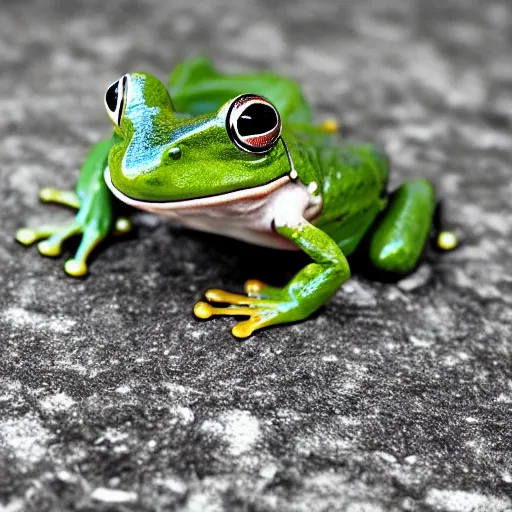 Image similar to An old photo of a sophisticated frog in a nice suit, he is totally lost and looking around