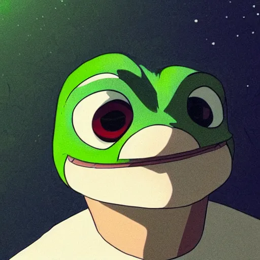 high quality portrait of pepe meme. art by makoto, Stable Diffusion