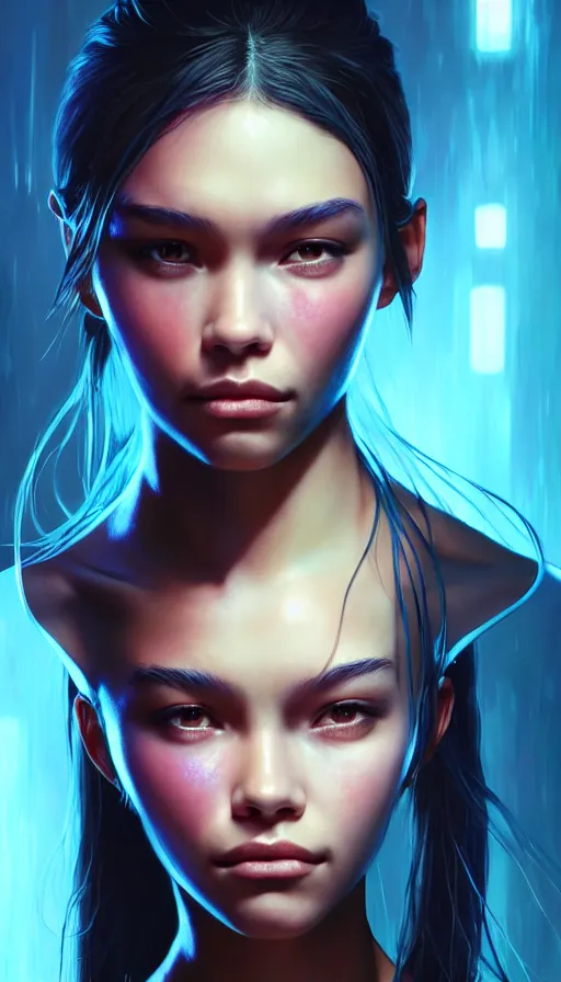 Image similar to altered carbon, madison beer girl portrait, made by stanley artgerm lau, wlop, rossdraws, james jean, andrei riabovitchev, marc simonetti, yoshitaka amano, beksinski artstation, cgsociety