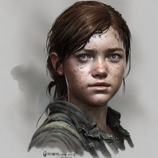 Image similar to abby from the last of us, character portrait, concept art, intricate details, highly detailed by greg rutkowski, michael whelan and gustave done