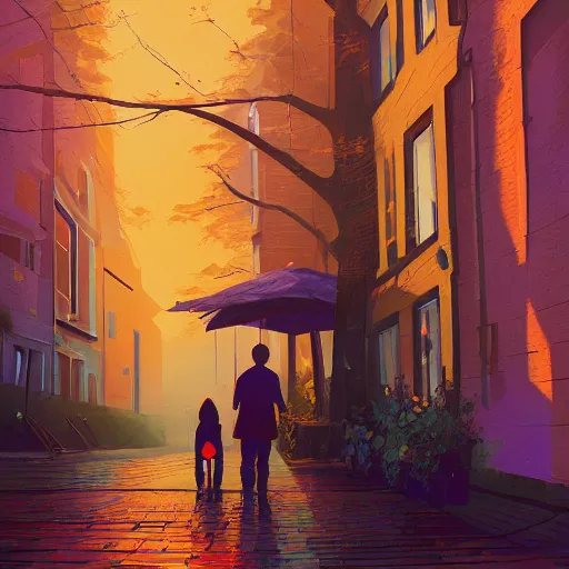 Image similar to a teenage girl and a teenage boy and a cat, in the Netherlands, art by Alena Aenami