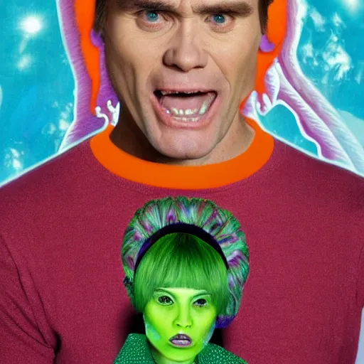 Image similar to jim carrey with spacebuns