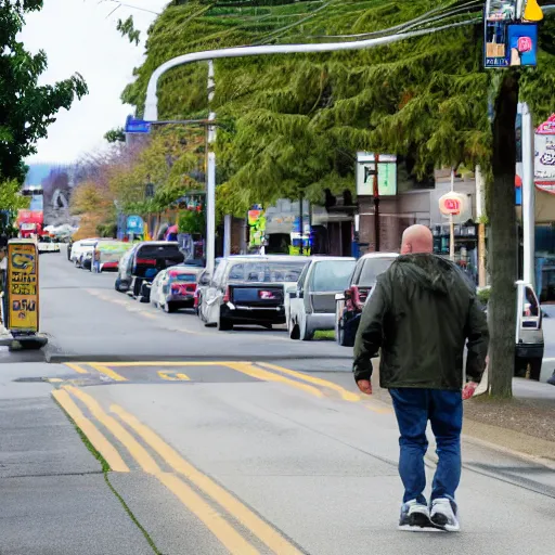 Image similar to bigfoot walking down the street in downtown Bremerton Washington