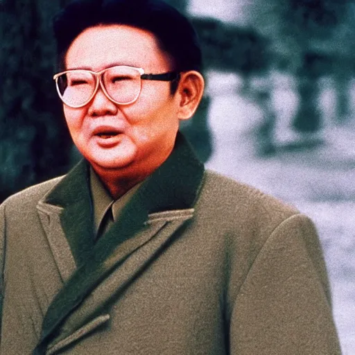 Image similar to filmstill of Kim Jong-il wearing a chapka in the role of Omar Sharif in Doctor Zhivago by David Lean, 1965, cinemascope, Eastman Color Negative 50T 5251 Neg. Film, epic romance