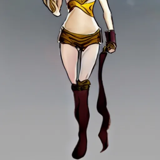 Image similar to A full body portrait of emma watson as Nami from leage of legends