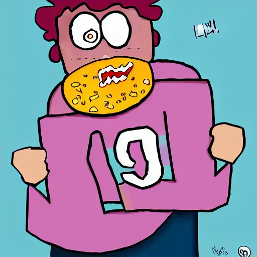 Prompt: the number seven eating the number nine, cartoon, digital art