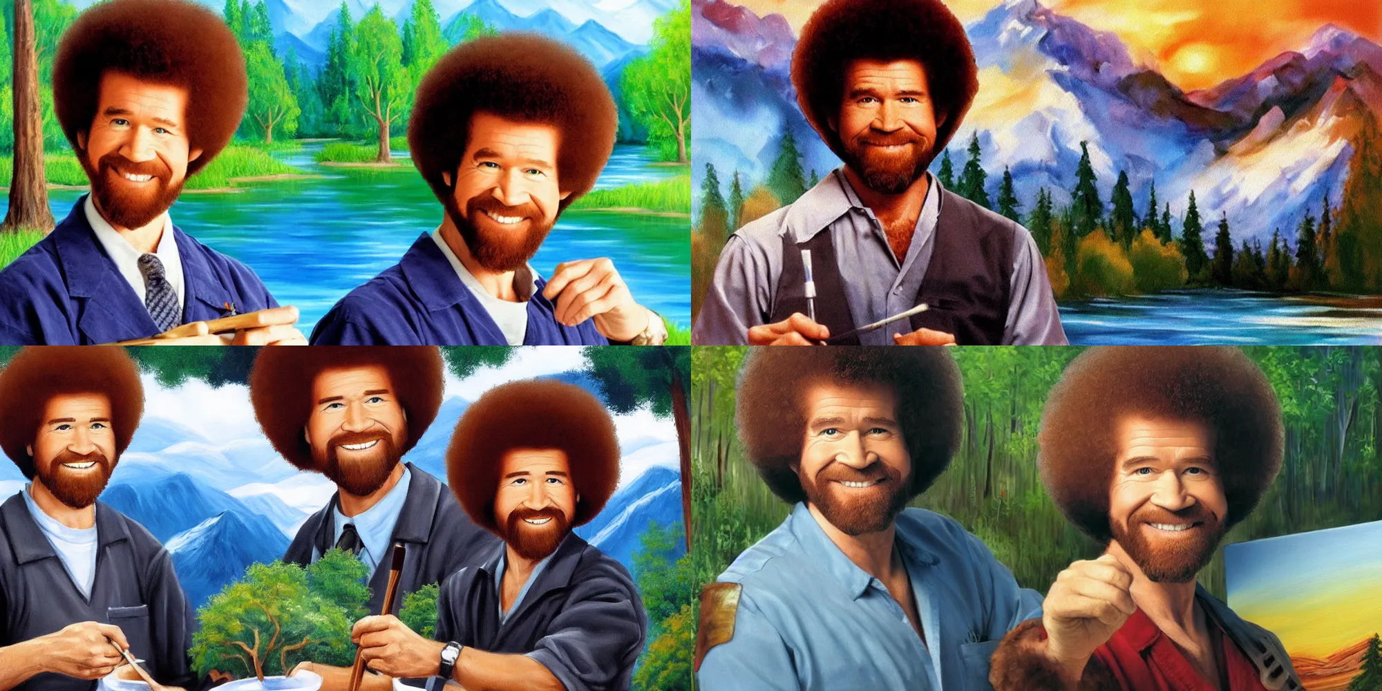 Confused Bob Ross, he doesn't know whether to be inside his painting or in  front of it : r/StableDiffusion