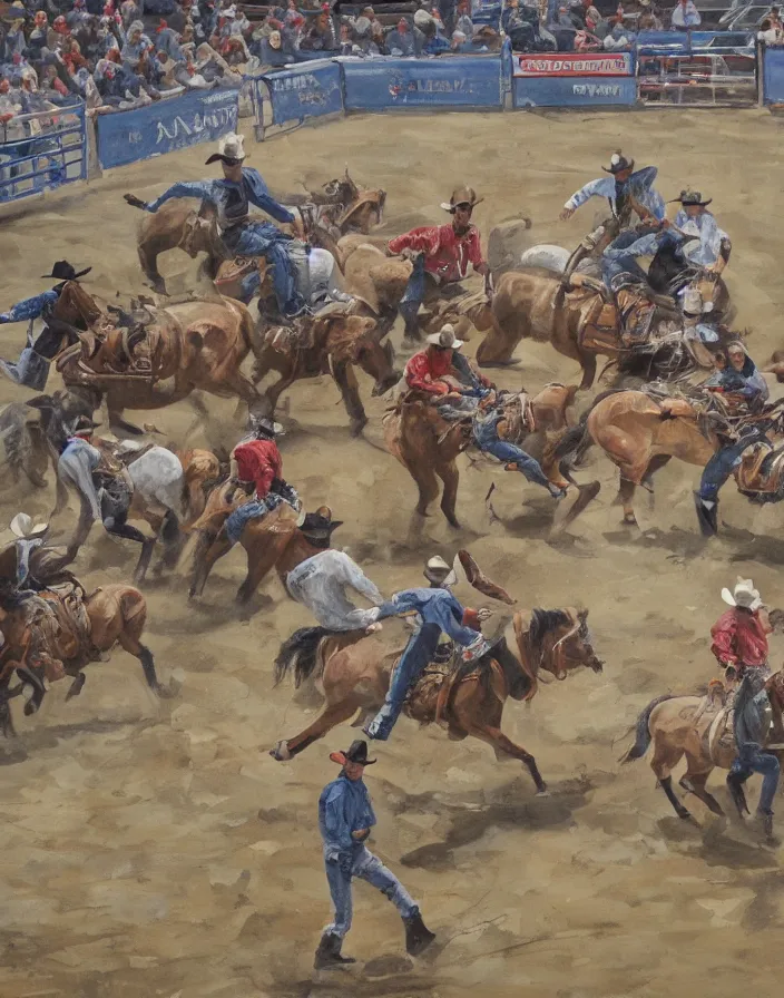 Prompt: painting of rodeo events