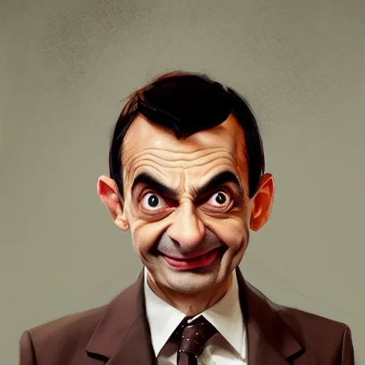 Image similar to portrait of mr. bean as roger rabbit painted by greg rutkowski