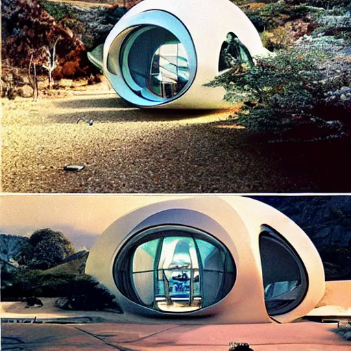 Image similar to futuristic pod dwelling by buckminster fuller and syd mead, biomimicry contemporary architecture, photo journalism, photography, cinematic, national geographic photoshoot