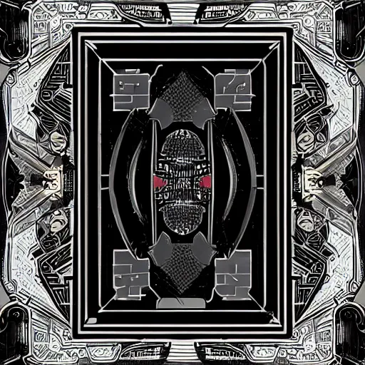 Image similar to game card frame, full view, futuristic, nft, clean centered album cover in intricate detail