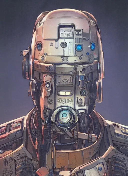 Image similar to cyberpunk pathfinder robot from apex legends character portrait, portrait by james gurney and laurie greasley and yoji shinkawa, concept art, intricate details, highly detailed, vintage sci - fi