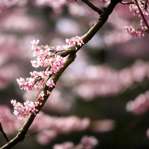 Image similar to photo of a blossoming sakura bonsai, beautiful, bokeh, cinematic, high detail,