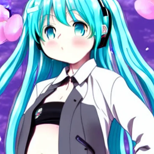 Image similar to hatsune miku pregnant with triplets at 4 0 weeks, baby movings in belly, anime art, trending on pixiv