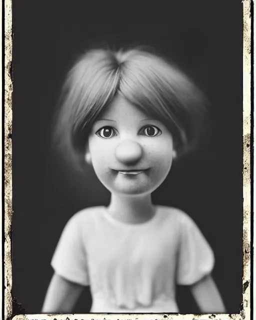 Image similar to wendy's mascot wendy thomas 1 8 9 0's photography, face in focus, realistic