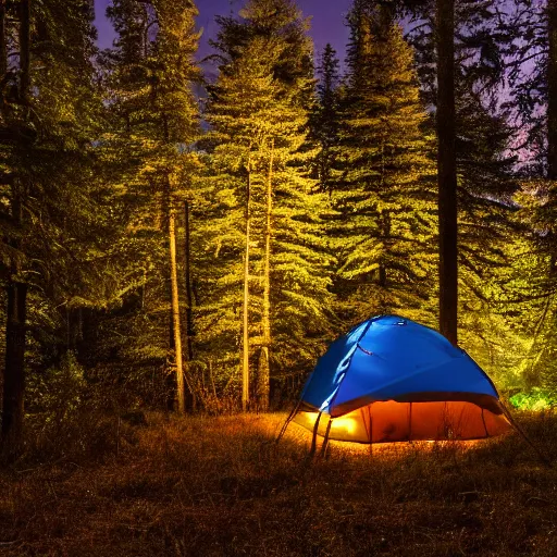 Image similar to campire in the woods at night in the canadian rockys, 4k, high detail, high-resolution photograph, professional photography, ultra-detail