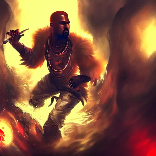 Image similar to Kanye West, League of Legends amazing splashscreen artwork, splash art, hd wallpaper, deviantart, artstation