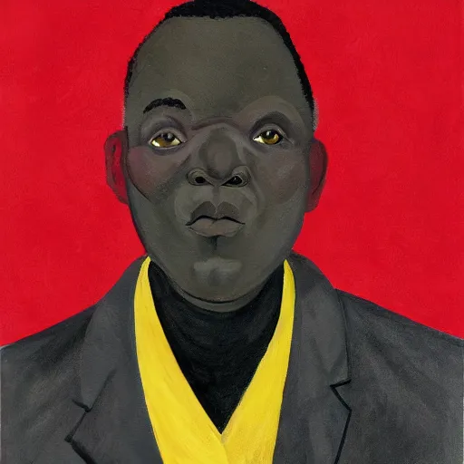 Prompt: a painting of a loving, caring fatherly, wide forehead, aquiline nose, round face, XXL , generous, ever-present, humble, wise elder from Kenya in a elegant silver suit and red tie by Kara Walker . Fatherly/daddy, focused, loving, leader, relaxed. Gold background, heavenly lights, details, smooth, sharp focus, illustration, realistic, cinematic, artstation, award winning, rgb , unreal engine, octane render, cinematic light, macro, depth of field, blur, light and clouds, highly detailed epic cinematic concept art CG render made in Maya, Blender and Photoshop, octane render, excellent composition, dynamic dramatic cinematic lighting, aesthetic, very inspirational, arthouse.