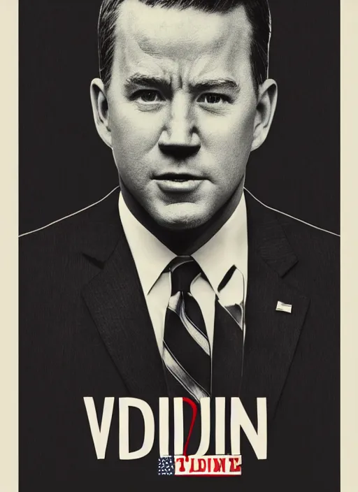 Image similar to biden, channing tatum portray united states president joe biden, minimalist movie poster, theatrical poster, fan art, digital art, trending on artstation