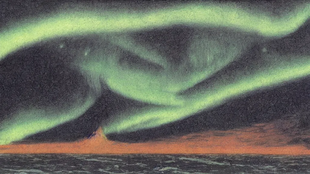 Image similar to the northern lights illustrated by alan lee