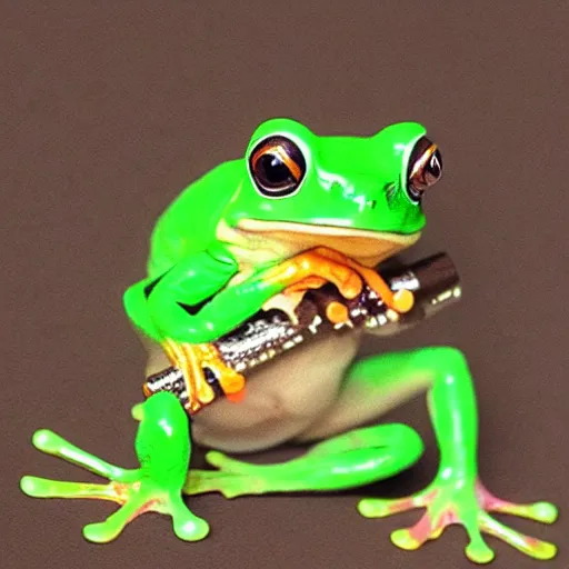 Image similar to frog smoking a joint