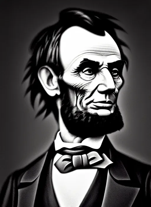 Prompt: a portrait of abraham lincoln with a mohawk by edouard bisson, punk,, photo realistic, soft lighting, artstation