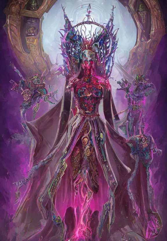 Image similar to colourful necromancer queen concept art, symmetrical, rule of three, detailed body, full body, detailed face, ultradetailed digital illustration, 8 k, epic atmosphere, digital art by simon cowell and rachel walpole