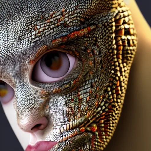 Prompt: lizard skin Emmy Rossum, realistic, photo studio, HDR, 8k, trending on artstation