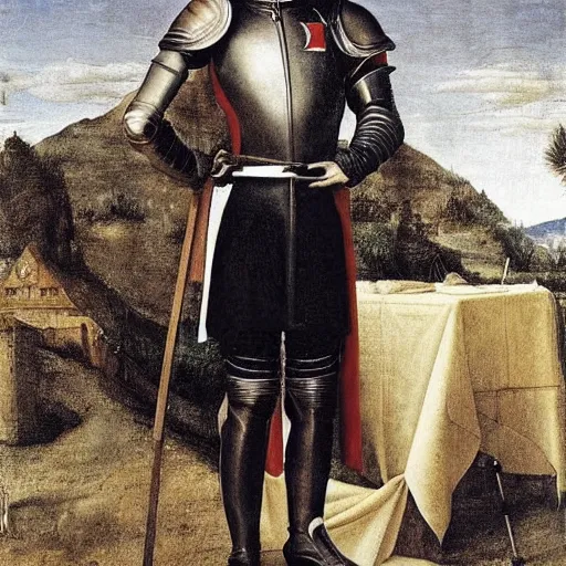 Image similar to a knight of the round table in starfleet!!!! uniform, by agnolo bronzino and giovanni bellini
