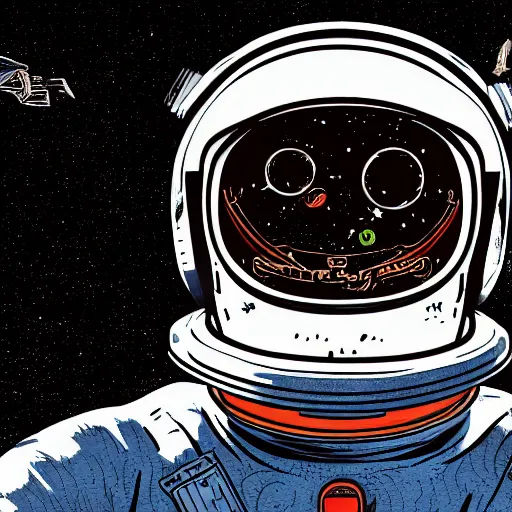 Image similar to in the style of max prentis and deathburger and laurie greasley a portrait of astronaut, highly detailed, colourful, 8k wallpaper