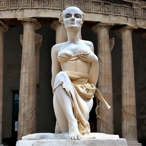 Prompt: greek statue of angelina jolie