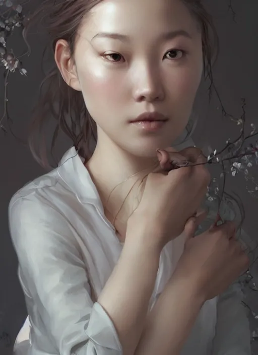 Image similar to a beautiful olivia cheng, girl, intricate, sharp focus, illustration, highly detailed, digital painting, concept art, matte, art by wlop and artgerm and greg rutkowski and alphonse mucha, masterpiece