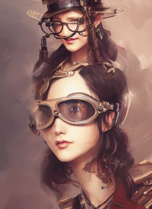 Image similar to girl, steampunk, goggles, pilot, portait, made by stanley artgerm lau, wlop, rossdraws, james jean, andrei riabovitchev, marc simonetti, yoshitaka amano, artstation