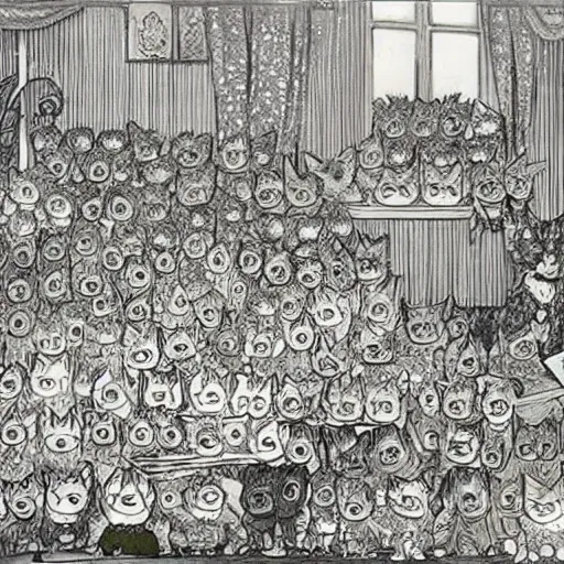 Image similar to Garfield comic drawn by Louis Wain