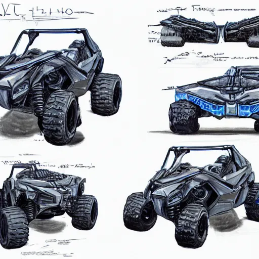 Image similar to concept art blueprint halo new atv vehicles