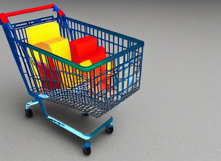 Image similar to gamer shopping cart, high resolution, high detail, 8 k