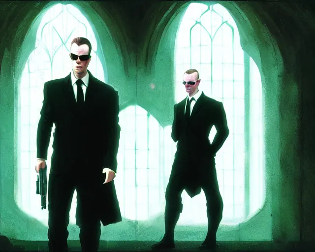 Prompt: highly detailed portrait of albert wesker as agent smith, in the matrix, stephen bliss, unreal engine, fantasy art by greg rutkowski, loish, rhads, ferdinand knab, makoto shinkai and lois van baarle, ilya kuvshinov, rossdraws, tom bagshaw, global illumination, radiant light, detailed and intricate environment