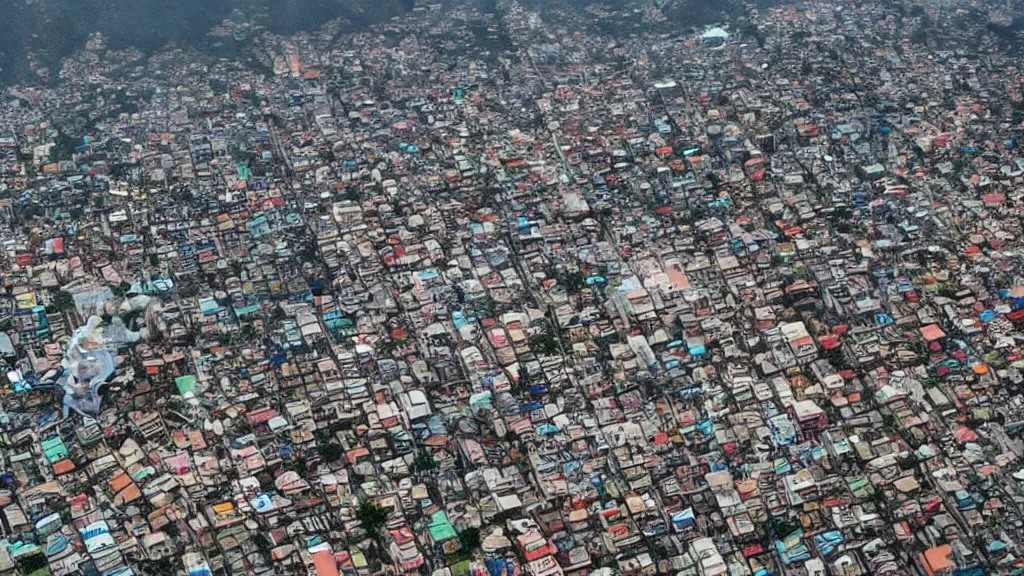 Image similar to remarkable airplane view of a cyberpunk mayan city in guatemala and it is graced by a huge sacred futuristic cyberpunk temple