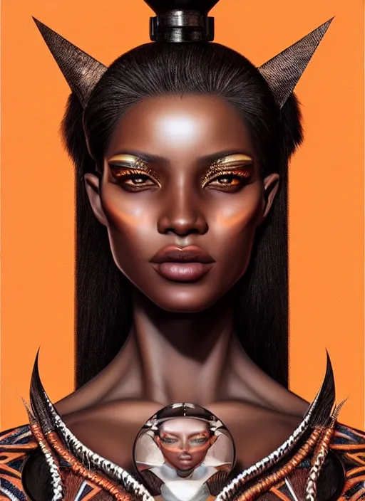 Prompt: portrait of zulu model, intricate, technology, sharp focus, octane render, realistic, detailed, beautiful, unreal engine, symmetrical!!, maybelline, sephora, loreal, artstation, art by artgerm, rossdraws, art by karol bak, makeup by pat mcgrath, cinematic, concept art, filmic, vsco