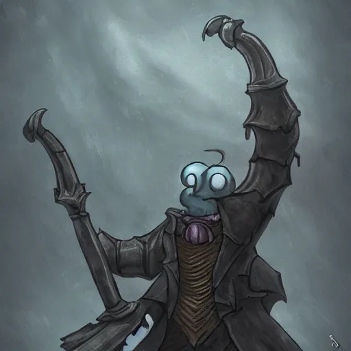 Prompt: squidward as a dark souls boss by Francisco Rossi