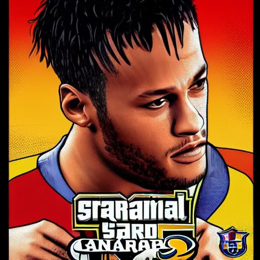 Image similar to Neymar in GTA San Andreas , cover art by Stephen Bliss, artstation, no text